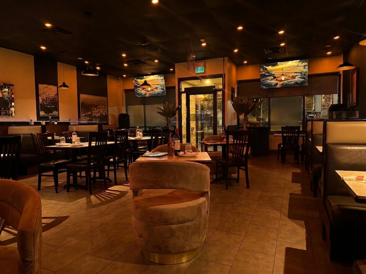 Freddy's Mediterranean gold-lit interior