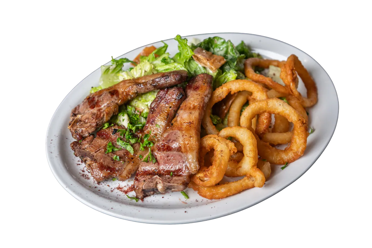 Turkish Lamb Chops with onion rings
